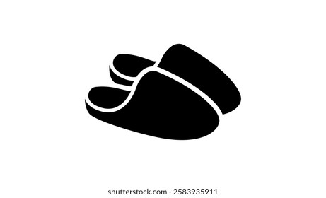 winter slippers symbol, black isolated silhouette