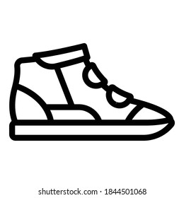 Icono de las zapatillas de invierno. Esquema icono vectorial de las zapatillas de invierno para el diseño web aislado en fondo blanco