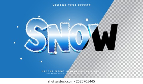 Winter Snow 3D editable text effect template with Transparent Background