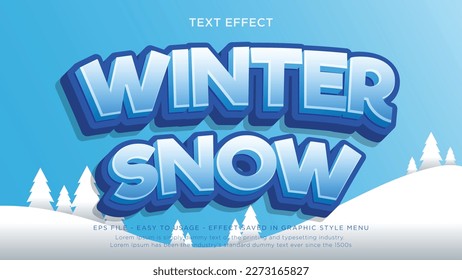 Efecto de texto 3d de nieve de invierno	