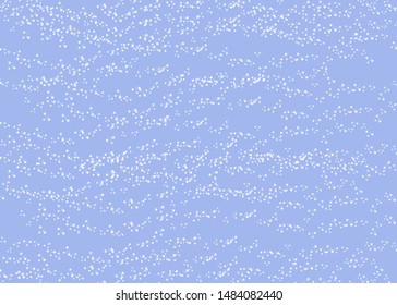 Winter Snow Abstract Vector Background. White Snow on Blue Texture. Christmas Holiday Backdrop. Splatter Snowflakes. White Spots Splash. Grunge Surface