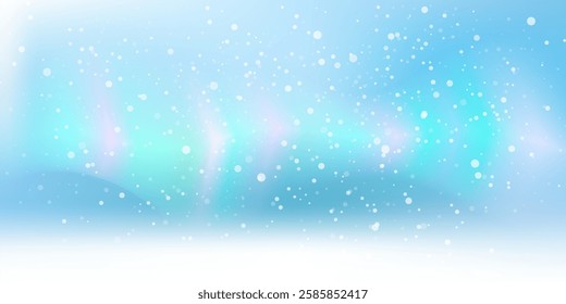 winter snow with aurora vector background.