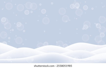 Winter snow background. 3d ground mountain. Vector snowy blue landscape. Ice pile snowdrift texture. Hill scene of night land realistic render. White xmas field cartoon drift glacier. Frozen snowbank