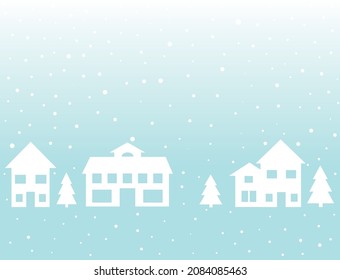 Winter Snow Background with buildings and trees