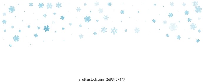 Fundo de neve de inverno com flocos e gelo para um padrão de férias gelado no vetor. Feliz Natal e feliz banner de ano novo.