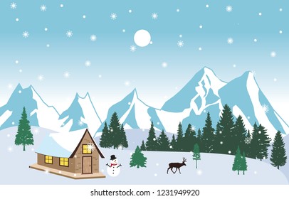 Winter Snow Background Illustration Mountain Sky Landscape