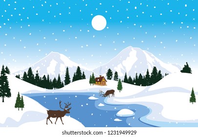 Winter Snow Background Illustration Mountain Sky Landscape