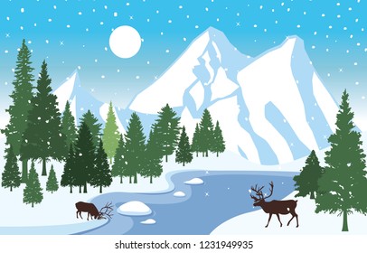 Winter Snow Background Illustration Mountain Sky Landscape