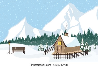 Winter Snow Background Illustration Mountain Sky Landscape