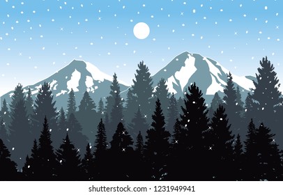 Winter Snow Background Illustration Mountain Sky Landscape