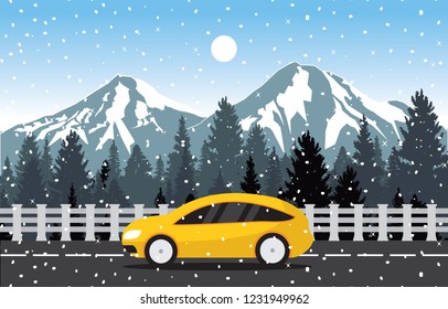Winter Snow Background Illustration Mountain Sky Landscape
