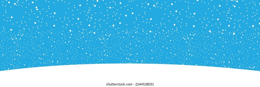 Winter snow background on blue backdrop. Magic white snowfall texture. Vector  illustration.