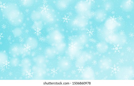 Winter snow background. Vector illustration. Snowfall sky. Christmas background. Falling snow.