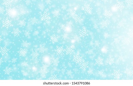 Winter snow background. Vector illustration. Snowfall sky. Christmas background.  