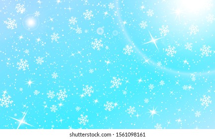 Winter snow background. Vector illustration. Snowfall sky Christmas background. Falling snow.