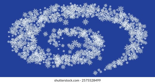Winter snow background. Vector illustration. Snowfall sky.   Falling snowflakes on dark blue background. 