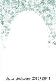 winter snow with blue snowflakes on a white background. Festive Christmas banner, New Year card. Symbols of frosty winter. Vector illustration.