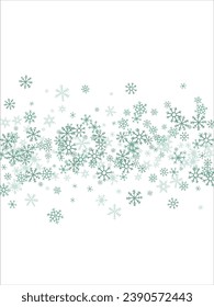 winter snow with blue snowflakes on a white background. Festive Christmas banner, New Year card. Symbols of frosty winter. Vector illustration.