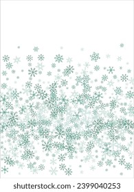 winter snow with blue snowflakes on a white background. Festive Christmas banner, New Year card. Symbols of frosty winter. Vector illustration.