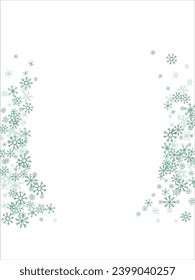 winter snow with blue snowflakes on a white background. Festive Christmas banner, New Year card. Symbols of frosty winter. Vector illustration.