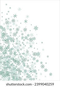 winter snow with blue snowflakes on a white background. Festive Christmas banner, New Year card. Symbols of frosty winter. Vector illustration.
