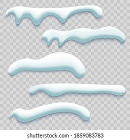 Nieve de invierno sobre fondo transparente. Ilustración vectorial.
