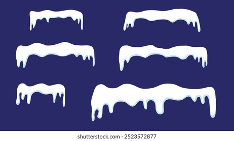 Gorras de nieve de invierno fijadas estilo plano. Elemento de ilustración estacional de Diseño gráfico
