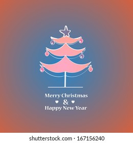 Winter snow Christmas tree with gifts