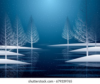 Winter snow covered grove