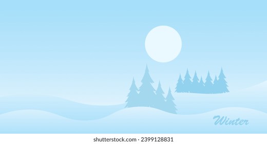 Winter snow covered mountains landscape background vector design, winter landscape.