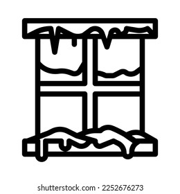 Winter snow covered window icon with outline style | Window icon | winter icon | Snow icon