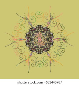 Winter snow December season. Vector illustration. Snowflakes icon in doodle sketch lines.