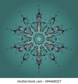 Winter snow December season. Vector illustration. Snowflake icon in doodle sketch lines.