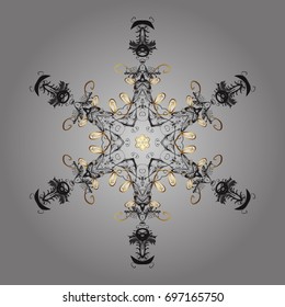 Winter snow December season. Vector illustration. Snowflakes icon in doodle sketch lines.