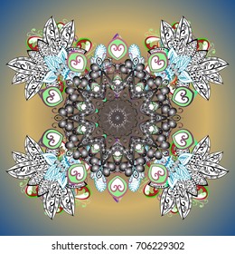 Winter snow December season. Vector illustration. Snowflakes icon in doodle sketch lines.
