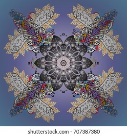 Winter snow December season. Vector illustration. Snowflakes icon in doodle sketch lines.