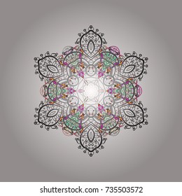 Winter snow December season. Vector illustration. Snowflakes icon in doodle sketch lines.