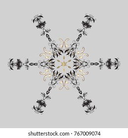Winter snow December season. Vector illustration. Snowflakes icon in doodle sketch lines.