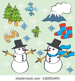 Winter snow doodle, vector illustration