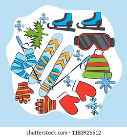 Winter snow doodle, vector illustration