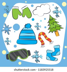 Winter snow doodle, vector illustration