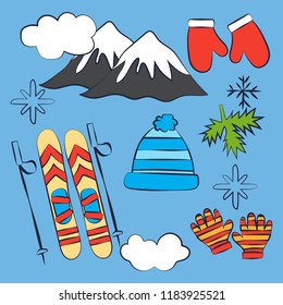 Winter snow doodle, vector illustration