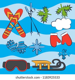 Winter snow doodle, vector illustration