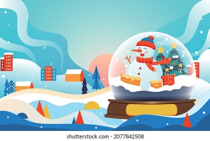 Winter snow festival illustration lidong couple characters outdoor event poster
