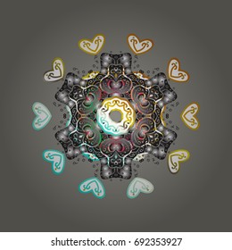 Winter Snow Flake Doodle. Hand Drawn Christmas Vector illustration. New Year Decorative Snowflake Background.