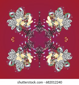 Winter Snow Flakes Doodles. Hand Drawn Christmas Vector illustration. New Year Decorative Snowflakes Background.