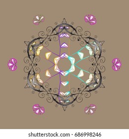 Winter Snow Flakes Doodles. Hand Drawn Christmas Vector illustration. New Year Decorative Snowflakes Background.