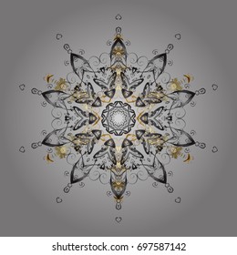Winter Snow Flakes Doodles. Hand Drawn Christmas Vector illustration. New Year Decorative Snowflakes Background.