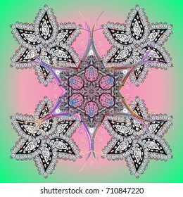 Winter Snow Flakes Doodles. Hand Drawn Christmas Vector illustration. New Year Decorative Snowflakes Background.