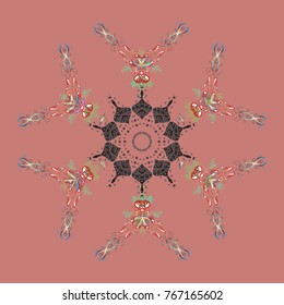 Winter Snow Flakes Doodles. Hand Drawn Christmas Vector illustration. New Year Decorative Snowflakes Background.